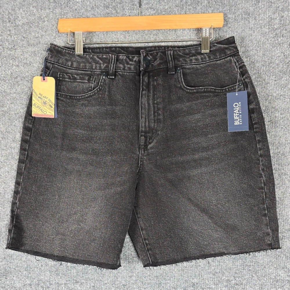 Buffalo David Bitton Women Black Vintage Denim Mom Shorts Maggie Stretch Size 30